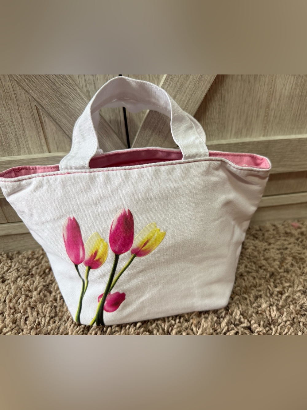 Pink Tulip Canvas Tote Bag